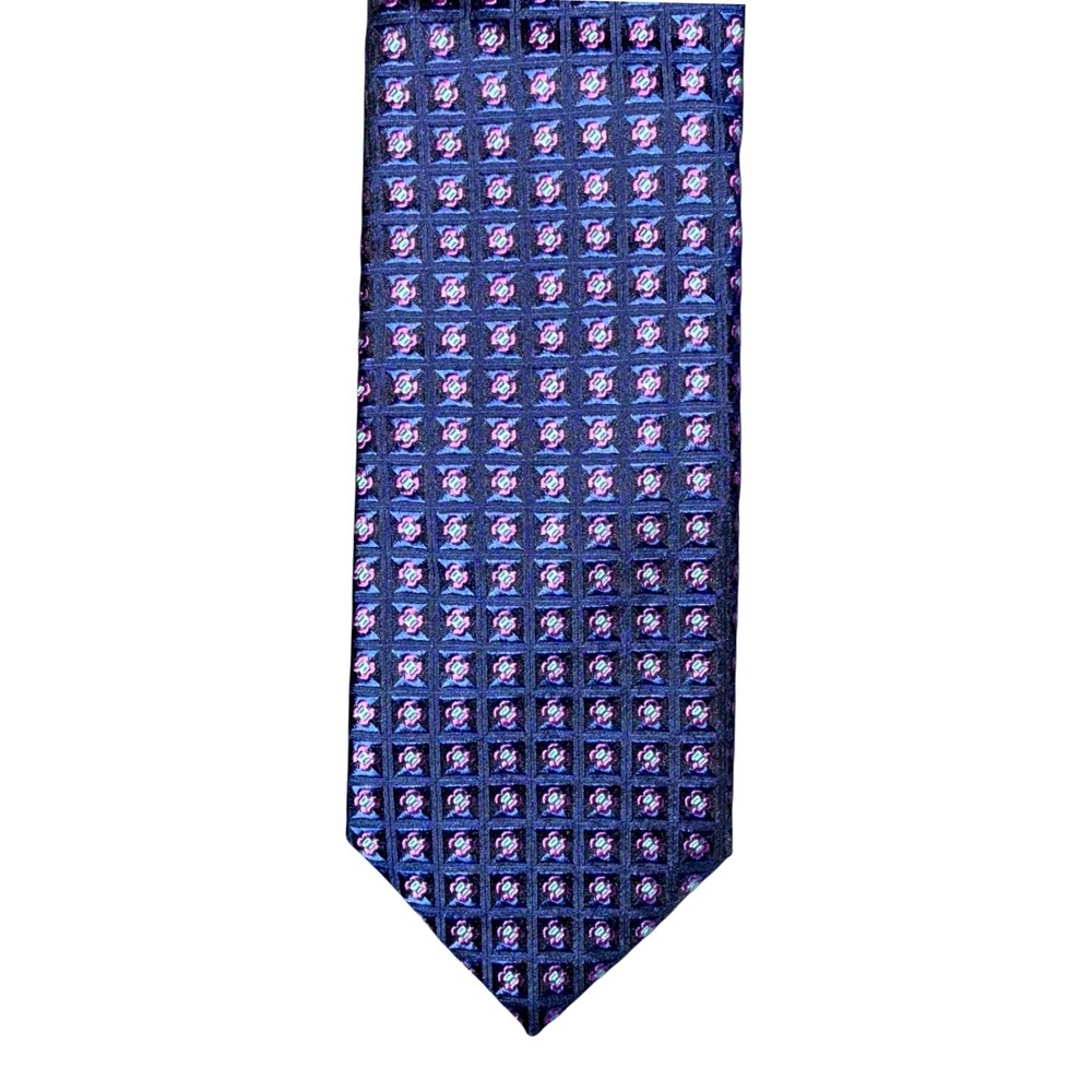 Ted‎ Baker 100% Silk Tie Geometric Pattern Vibrant Neon Multi Color Designer
